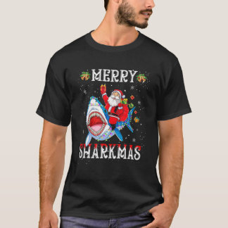 Merry Sharkmas Santa Ride Shark Ugly Christmas Lig T-Shirt