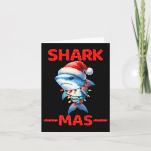 Merry Sharkmas Santa Shark Christmas Lights Hat Tr Card