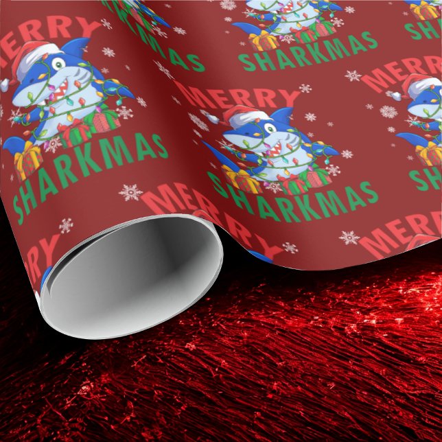 Merry Sharkmas Santa Shark Lover Christmas Wrapping Paper (Creator Uploaded)