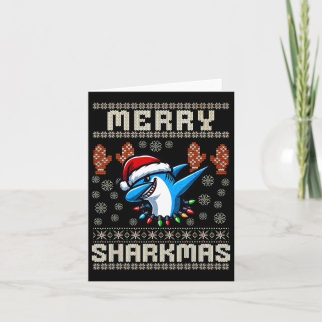 Merry Sharkmas Shark Christma Ugly Xmas Kids Shark Card (Front)