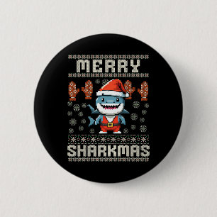 Merry Sharkmas Shark Christmas Ugly Xmas Kids Shar 6 Cm Round Badge