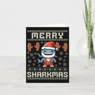 Merry Sharkmas Shark Christmas Ugly Xmas Kids Shar Card