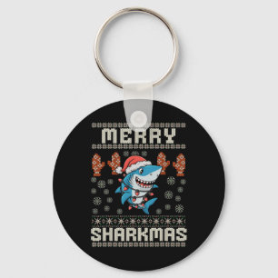 Merry Sharkmas Shark Christmas Ugly Xmas Kids Shar Key Ring