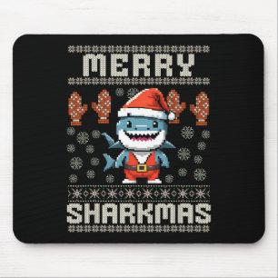 Merry Sharkmas Shark Christmas Ugly Xmas Kids Shar Mouse Mat
