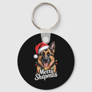 Merry Shepmas German Shepherd Christmas Lights Hum Key Ring