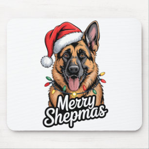 Merry Shepmas German Shepherd Christmas Lights Hum Mouse Mat