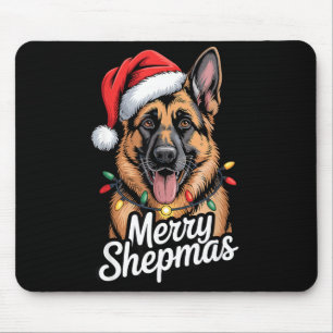 Merry Shepmas German Shepherd Christmas Lights Hum Mouse Mat