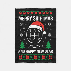 Merry Shiftmas And Happy New Manual Driver Christm Fleece Blanket