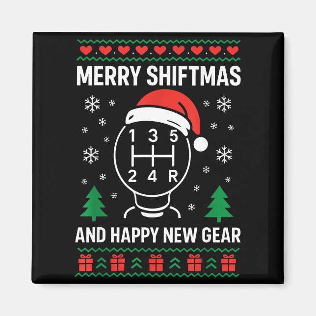 Merry Shiftmas And Happy New Manual Driver Christm Magnet (Front)