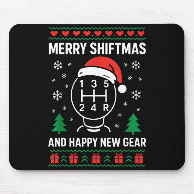 Merry Shiftmas And Happy New Manual Driver Christm Mouse Mat (Front)