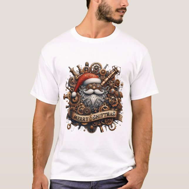 Merry Shiftmas: Gears, Steam, and Victorian Cheer! T-Shirt (Front)