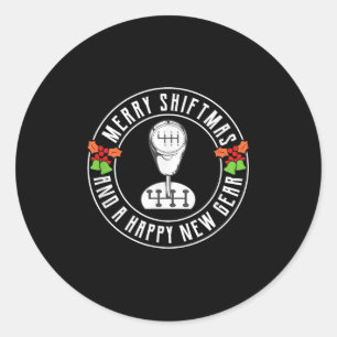 Merry Shiftmas Manual Transmission Christmas Theme Classic Round Sticker