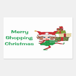 Merry Shopping Christmas Rectangular Sticker