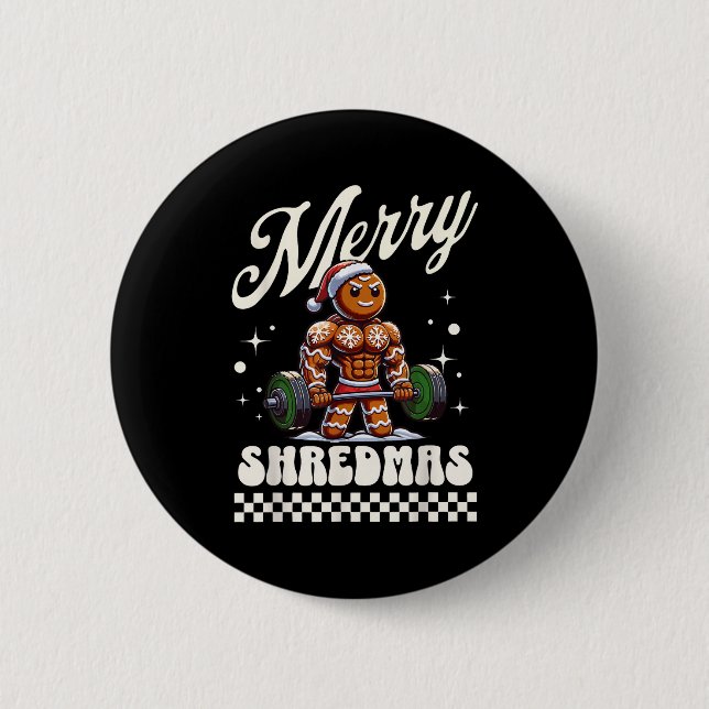 Merry Shredmas Christmas Gym Gingerbread Workout M 6 Cm Round Badge (Front)