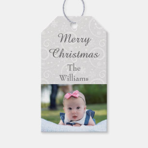 Merry Silver Snowflakes Gift Tags
