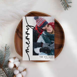 Merry Simple Holiday Script Modern Christmas Card