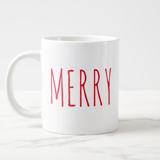 "Merry" Simple Modern Farmhouse Large Coffee Mug (Left)