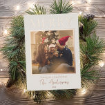 Merry Simple Modern Minimal Photo Foil Holiday Card<br><div class="desc">Create your own personalised holiday cards this festive season. Simply add your favourite family photo to this Christmas card template.</div>