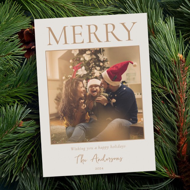 Merry Simple Modern Minimal Photo Holiday Card (Creator Uploaded)