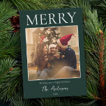 Merry Simple Modern Minimal Photo Holiday Card<br><div class="desc">Create your own personalised holiday cards this festive season. Simply add your favourite family photo to this Christmas card template.</div>