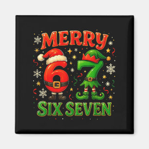 Merry Six Seven Funny Meme 67 Christmas Couple Des Magnet