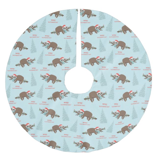 Merry Slothmas Brushed Polyester Tree Skirt (Front)