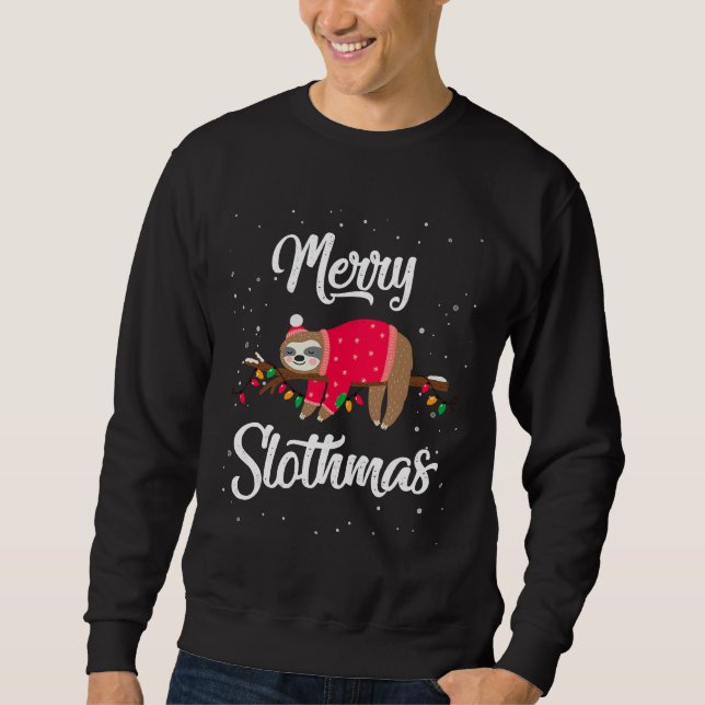 Merry Slothmas Christmas Cute Sloth Sweatshirt (Front)