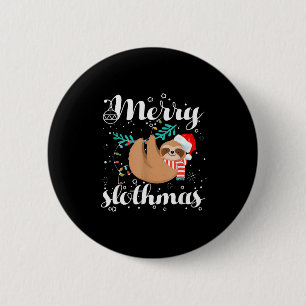 Merry Slothmas Christmas Pajama For Sloth Lovers  6 Cm Round Badge