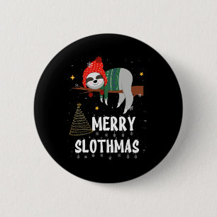 Merry Slothmas Christmas Pajama For Sloth Lovers 6 Cm Round Badge