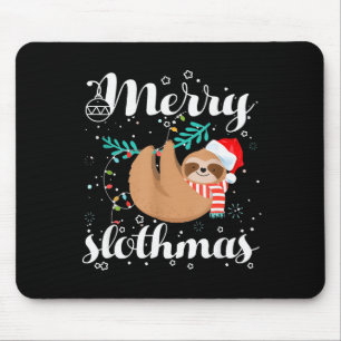 Merry Slothmas Christmas Pajama For Sloth Lovers Mouse Mat