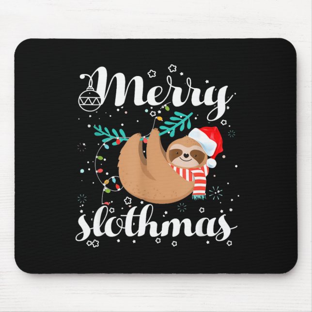 Merry Slothmas Christmas Pajama For Sloth Lovers  Mouse Mat (Front)