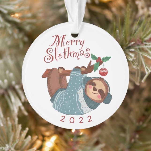 Merry Slothmas Christmas Sloth Ornament (Tree)