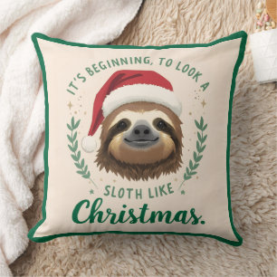 Merry Slothmas, Christmas Throw Pillow