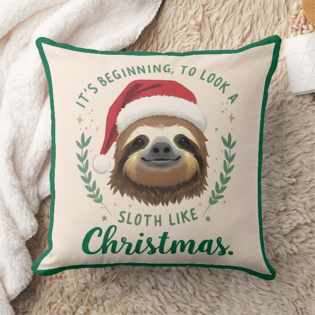 Merry Slothmas, Christmas Throw Pillow (Blanket)