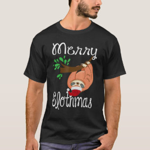 Merry Slothmas Cute Christmas Pajama Santa Sloth T-Shirt