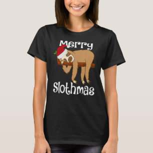 Merry Slothmas Cute Christmas Pajama Santa Sloth T-Shirt
