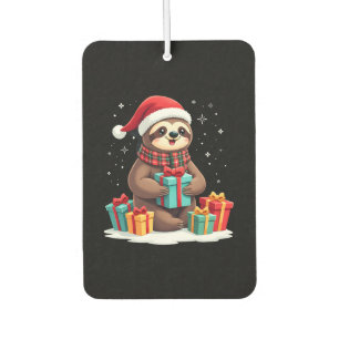Merry Slothmas cute Christmas sloth Santa hat Xmas Car Air Freshener