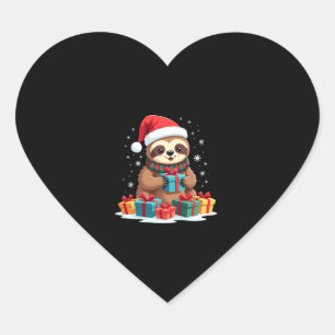 Merry Slothmas cute Christmas sloth Santa hat Xmas Heart Sticker
