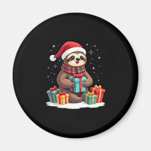Merry Slothmas cute Christmas sloth Santa hat Xmas Magnet