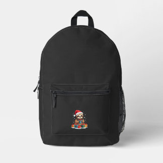Merry Slothmas cute Christmas sloth Santa hat Xmas Printed Backpack