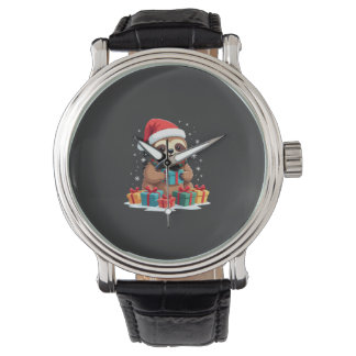 Merry Slothmas cute Christmas sloth Santa hat Xmas Watch