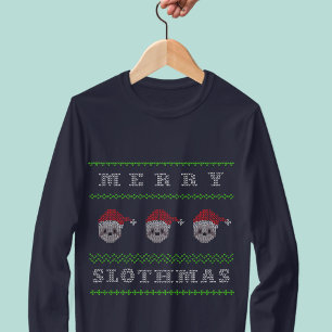 Merry Slothmas Cute Santa Sloths Christmas T-Shirt