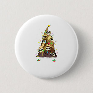 Merry Slothmas Cute Xmas Sloth Santa Hat Christmas 6 Cm Round Badge
