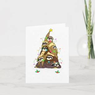 Merry Slothmas Cute Xmas Sloth Santa Hat Christmas Card