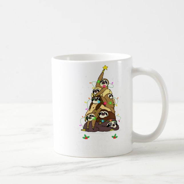 Merry Slothmas Cute Xmas Sloth Santa Hat Christmas Coffee Mug (Right)