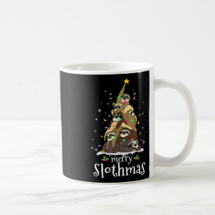 Merry Slothmas Cute Xmas Sloth Santa Hat Christmas Coffee Mug
