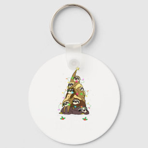 Merry Slothmas Cute Xmas Sloth Santa Hat Christmas Key Ring