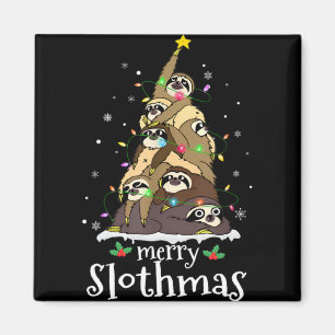 Merry Slothmas Cute Xmas Sloth Santa Hat Christmas Magnet