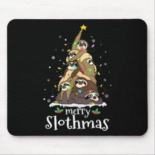 Merry Slothmas Cute Xmas Sloth Santa Hat Christmas Mouse Mat