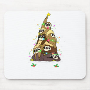 Merry Slothmas Cute Xmas Sloth Santa Hat Christmas Mouse Mat